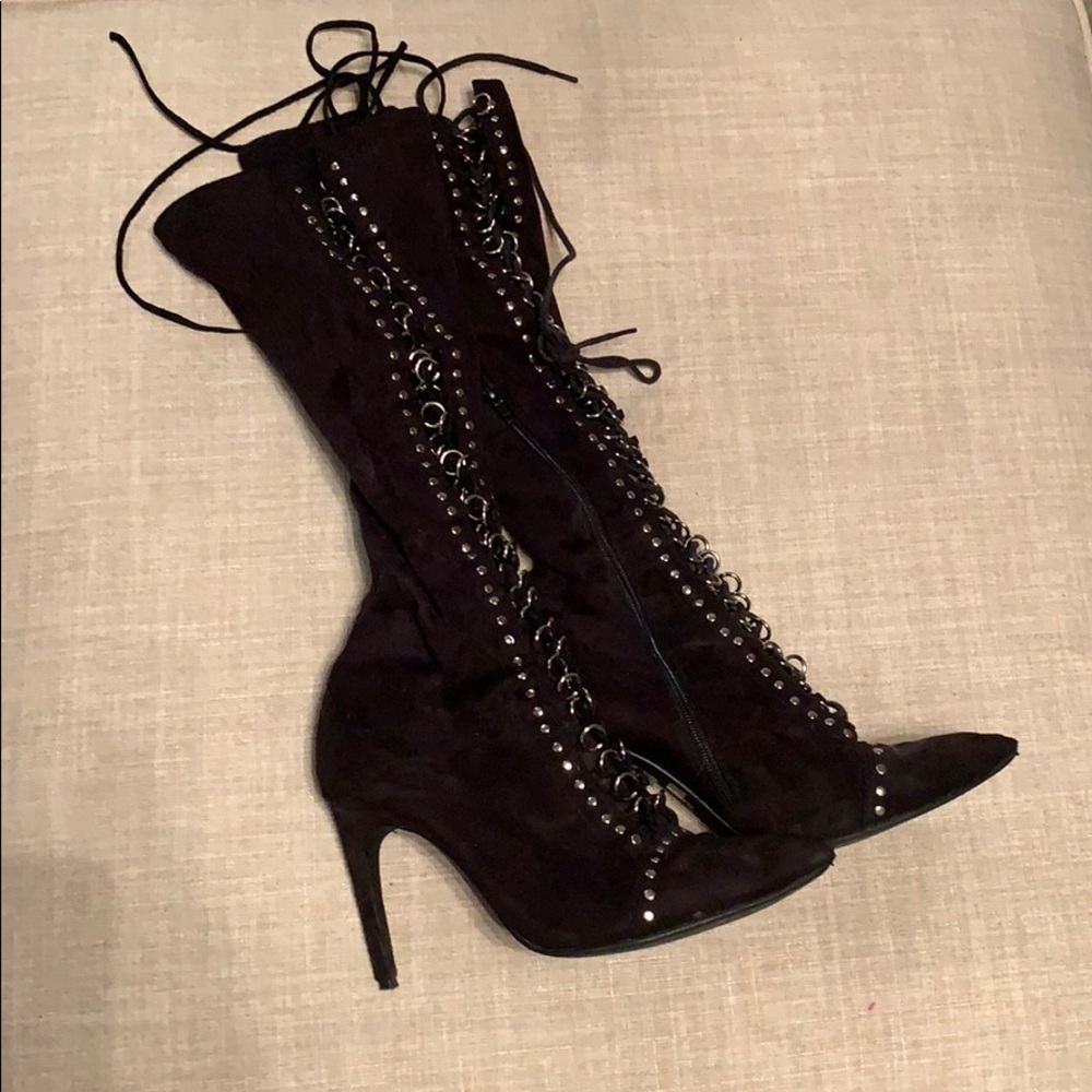 Jeffrey Campbell black suede lace up boots s 8.5